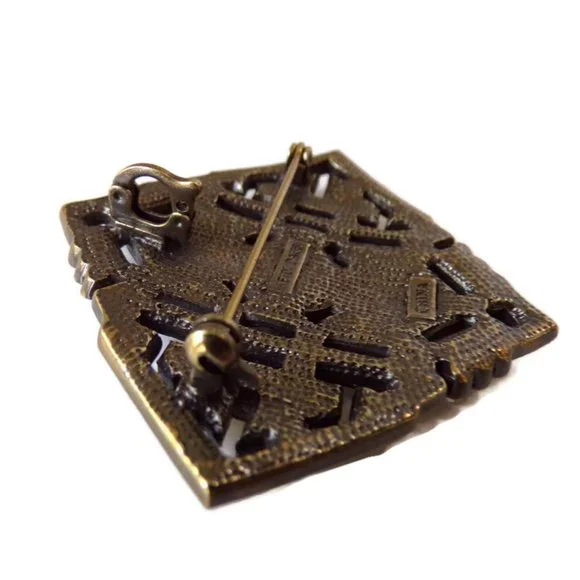 Vintage Hedi Daus Art Deco Pendant Brooch Swarovski Crystals Bronze Tone. 2939 - Picture 4 of 5